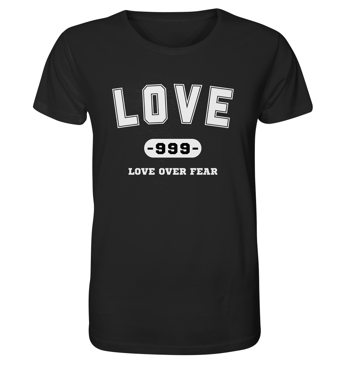 999 Love Over Fear (backprint) | Premium Organic Mens T-Shirt